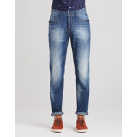 【专柜同款】SWJEANS七匹狼新款青年男装短裤猫须磨白时尚牛仔裤男潮深蓝