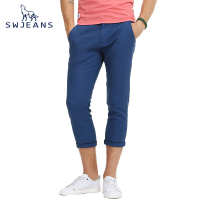 SWJEANS七匹狼男装新款时尚潮流亚麻合体直筒九分裤韩版男