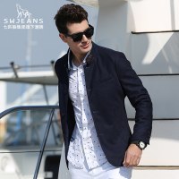 七匹狼男装秋季新款立领军装风青年外套帅气男士夹克潮商场同款藏青色