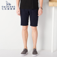 SW1960七匹狼潮牌青男装休闲裤秋纯棉修身印花五分裤短裤男时尚潮