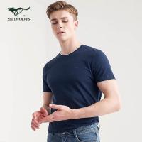 七匹狼男士短袖T恤2019夏装修身圆领中青年品牌半袖男装潮流