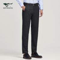 七匹狼休闲裤秋季时尚商务休闲中青年男士休闲长裤男装 002(黑灰)