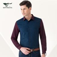 七匹狼长袖衬衫男士秋装衬衣9秋季新款休闲宽松潮流男上衣