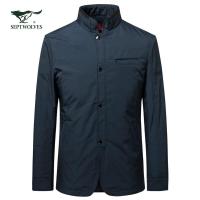 七匹狼 秋冬季男士时尚休闲夹克立领外套 102深蓝