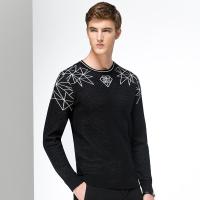 七匹狼毛衣青年男士几何图形圆领毛衫时尚休闲保暖毛衣秋冬_2