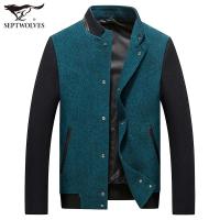 七匹狼夹克中年男士羊毛呢加厚立领夹克外套冬季休闲爸爸男装