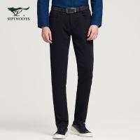 七匹狼年秋季新款男士青年牛仔裤潮流时尚休闲修身牛仔裤男裤子男001(黑色)