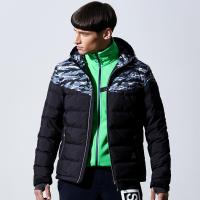 七匹狼运动户外羽绒服男士冬季时尚休闲连帽拼迷彩保暖外套