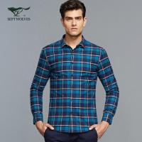 七匹狼长袖衬衫男冬季2019新款格型加绒加厚保暖衬衣