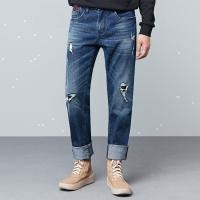 七匹狼旗下圣沃斯系列牛仔裤18秋季男士时尚修身小脚牛仔裤102(深蓝)