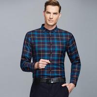 七匹狼长袖衬衫秋季格纹时尚衬衫男士长袖提花小方领男正品