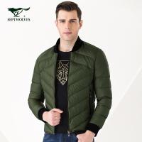 七匹狼冬季休闲羽绒服白鸭绒短款薄外套商务休闲纯色立领潮羽绒衣_1