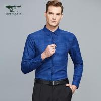 七匹狼长袖衬衫男商务休闲职业装男士衬衣2019秋季新款格子寸衫潮