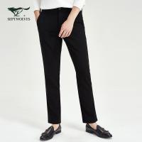 七匹狼男装2019秋冬季厚款免烫抗皱中腰修身休闲长裤