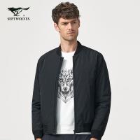 七匹狼棉衣年冬季青年男士时尚短裤棒球领薄棉棉服外套男