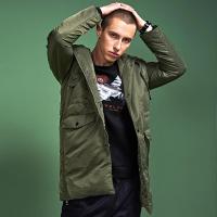 七匹狼旗下圣沃斯系列羽绒服17冬季保暖连帽白鸭绒中长款羽绒衣