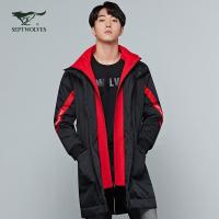 七匹狼旗下圣沃斯系列羽绒服秋冬时尚潮流假两件羽绒外套