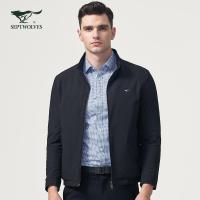 七匹狼夹克男秋季净色商务休闲立领外套茄克男装正品