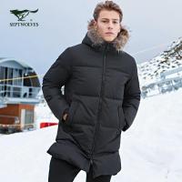 七匹狼运动户外系列羽绒服中长款连帽时尚休闲冬季保暖男士外套