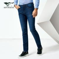 七匹狼牛仔裤春季男士时尚商务休闲修身小脚牛仔裤长裤_1