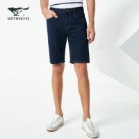 七匹狼短裤夏季五分裤牛仔裤时尚潮流牛仔短裤男士