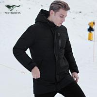 七匹狼羽绒服冬季时尚运动男士连帽中长款羽绒外套正品
