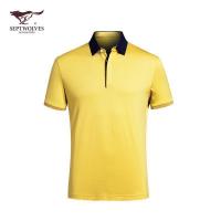 七匹狼短袖T恤 中青年男士夏季桑蚕丝翻领T恤衫