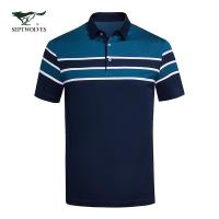 七匹狼72%棉+28%桑蚕丝休闲短袖T恤衫