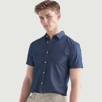 七匹狼短袖衬衫2019年夏季商务休闲方领提花时尚潮流男士短袖衬衣正品