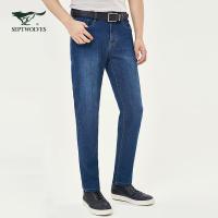 七匹狼牛仔裤2019春季青年男士时尚修身小脚微弹牛仔长裤
