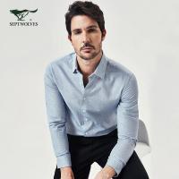 七匹狼衬衫2019年春夏季中青年男士商务休闲纯棉长袖衬衫男装