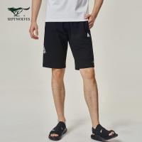 七匹狼运动短裤夏季青年男士休闲印花针织裤时尚松紧系带男裤