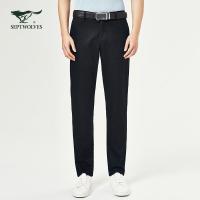 七匹狼休闲裤2019春季青年男士时尚商务微弹直筒休闲长裤