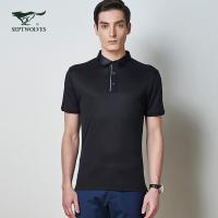 七匹狼短袖T恤男清仓特价 黑色时尚休闲夏装商场同款