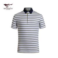 七匹狼 男士短袖T恤 夏季男士中青年短袖翻领条纹T恤polo衫