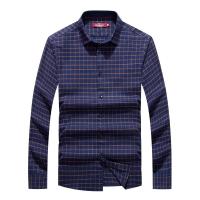 七匹狼长袖衬衫男春季新款男士天丝格子条纹休闲百搭衬衣爸爸装_1