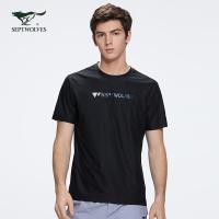七匹狼短袖T恤男士2020夏季新款清凉透气短T圆领运动休闲上衣男装 001(黑色) 165/88A/S