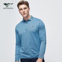 七匹狼长袖翻领T恤男士2020春夏季新款中青年纯色休闲POLO衫男装