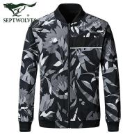 七匹狼棒球领印花双面夹克男2020春季新款男士休闲外套男装上衣潮