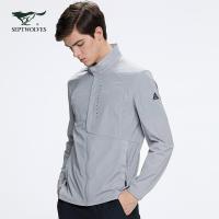 七匹狼梭织立领风衣男2020春季新款男士皮肤衣休闲外套男装潮上衣