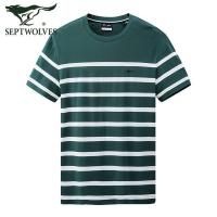 七匹狼条纹短袖T恤男圆领休闲体恤2020夏季新款男士宽松上衣男装