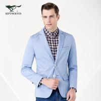 七匹狼西服 秋季 男士时尚休闲西服单西 男装 1047613 113浅蓝 175/92A/XL