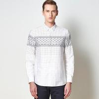 七匹狼长袖衬衫 春夏男士时尚商务休闲印花长袖衬衫 102(深蓝) 165/84A