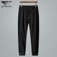 七匹狼休闲裤 春季新款男士宽松直筒针织长裤男装弹力束脚裤子潮