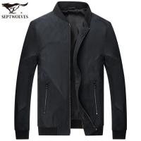 七匹狼夹克 新款男士休闲棒球领夹克衫男 茄克 001(黑色) 165/84A/M
