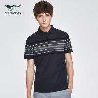 七匹狼翻领短袖POLO衫男2020夏季新款男士休闲条纹T恤纯棉上衣潮