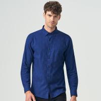 七匹狼长袖衬衫男衬衣年秋季衬衣男休闲提花男士衬衫男装 102(深蓝) 190/104A/XXXXL