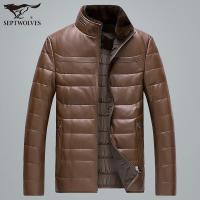 Q七匹狼皮衣男士秋季羊皮革鸭绒中青年时尚商务休闲合体男装