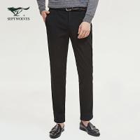 七匹狼休闲裤男士新款合体微弹直筒加绒商务休闲长裤