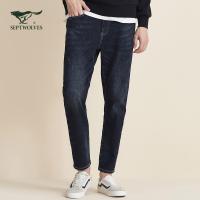 七匹狼牛仔裤男士2020秋季新款舒适保暖排汗透气底抓毛商务休闲长裤